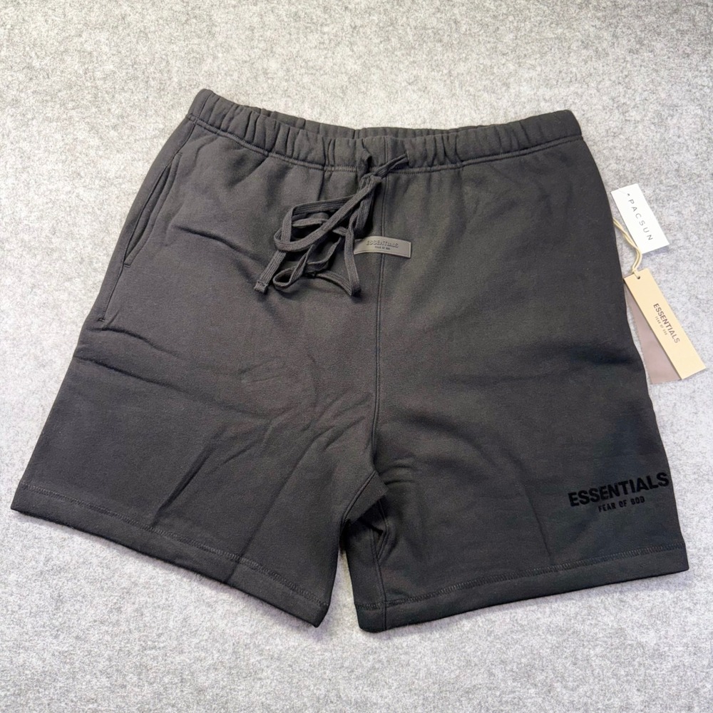 Fear of God Essentials Shorts Mens XL Black New Sweat‎ Shorts Stretch Limo Logo